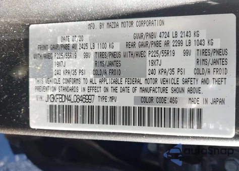 2020 Mazda Cx-5 Grand Touring from USA, damaged, VIN JM3KFBDM4L0846997